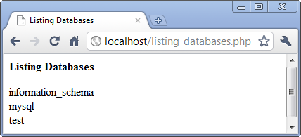 listingDatabases